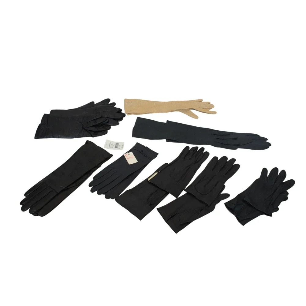 Vintage Womens Leather Gloves Lot 8 Pairs Bloomingdales Amedeo Perrone Black Tan